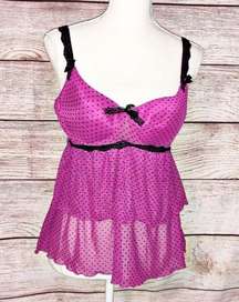 Jaclyn Smith Pink and Black Polka Dot Camisole Size L