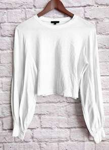 The Range NYC Balloon Long Sleeve Crop Tee White Revolve Small