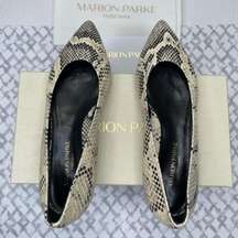 MARION PARKE Must Have Flat Python Snake Print Classic Pointy Toe Flat, Size 37