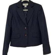 JONES NEW YORK BLACK PINSTRIPED BLAZER SIZE 4 PETITE