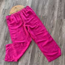 H&M bright pink linen blend wide leg pants