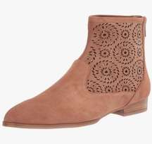 Jack Rogers Ronnie Bootie Laser Cut Luggage Tan Suede Boot Flat Size 6.5