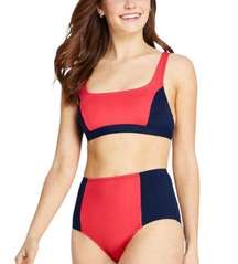 Draper James x Lands End Bikini Top Square Neck Color Block Swim Top Size 12