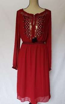 Altuzarra for Target Womens Peasant Dress Size 2 Embroidered Ruby Red Sequins