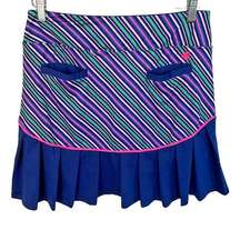 Birdies and Bows Skort Skirt Size Medium Blue Striped Athletic Tennis Golf Sport