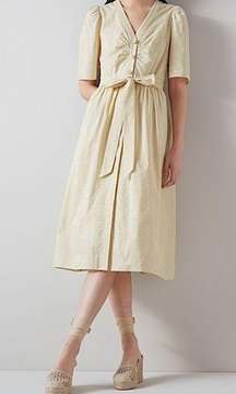 LK Bennett Hendrick Beige and Silver Stripe Cotton Dress 12