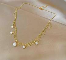 Gold Plated Pearl Necklace