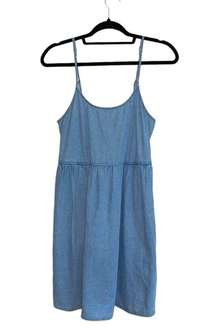 100% Cotton Light Wash Chambray Denim Mini Dress