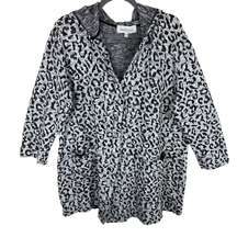 Daniel Rainn Animal Print Leopard Hooded Oversized Woven Jacket Cardi Size 2X
