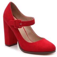 Mix No 6 Asuviel Red Faux Suede Mary Jane Pumps Block Heel Shoes Size 8.5M NEW