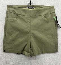 Bella Rose Women's Shorts Solid Olive Green Size 2X Nylon Blend
