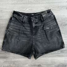 NWT EXPRESS Super High Waisted Tailored Denim Shorts Faded Black Wash Medium