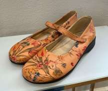 Women's Arcopedico  Flowers Orange Leather Mary Jane Shoe