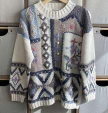 Vintage patchwork style Swiss dot sweater
