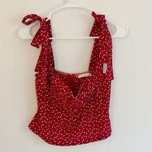 o. vianca red heart tank with tie sleeves