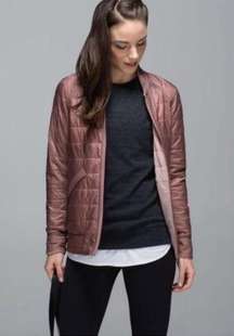 LuLuLemon The Bomb Bomber Jacket Size 6 Reversible Color is Mauve