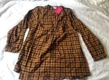 long sleeve brushed flannel maternity top brown Plaid M NWT!