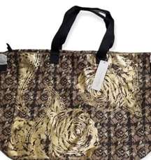 Soft Surroundings womens carry all tote glydan gold black straps bag NWT OS