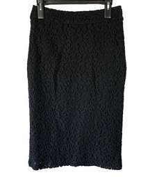 Coldwater Creek Black Skirt 6 Straight Pencil Lace Overlay Career