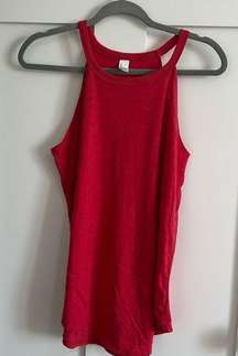 District Women's M High Neck Ribbed Tank Top Bright Red Relaxed Fit Racerback