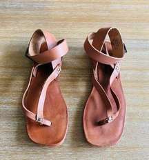 Free People Leather Wrap Sandals in Brown Size 37 NWOT