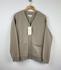 NYDJ Forever Comfort Taupe Sandlewood Sweatshirt Button Cardigan Size XXS - NWT