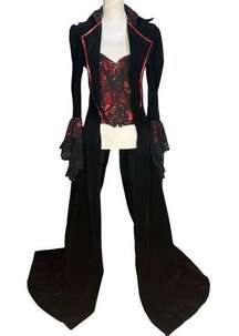 Roma Lusty Vampire Overcoat Sequin Corset Size Large Black Long Cosplay Sexy