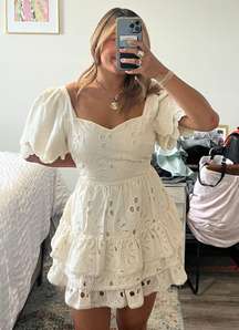 White Ruffle Eyelet Dress