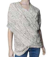 Sleeping on Snow Anthropologie Women’s Size M L Heather Gray Chunky Wrap Sweater