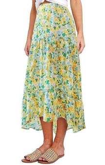 NEW Floral Print Midi Skirt Elastic High Waist M