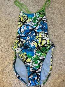 nike one piece open back swimsuit size 10