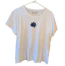 June Daisy Crewneck T-Shirt White Navy Daisy