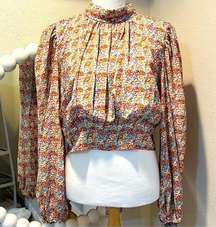 floral blouse size medium sweetheart back with tie button neck