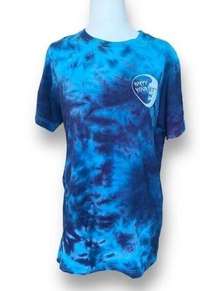 Happy Hour Blue Tie Dye T-shirt Blue Moon Unisex Short Sleeve Crewneck Medium