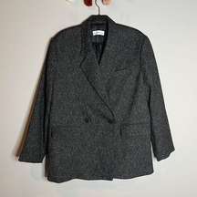 MNG charcoal double button blazer jacket