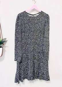 NWT Boden Long Sleeve Flippy Mini Dress Black Dotty Daisy Size US 10R