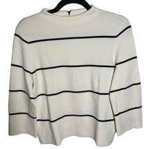 LK Bennett Mara Cream Blue Striped Mock Neck Silk Blend Sweater Size Small