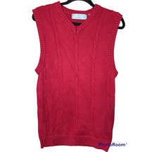 Oscar De La Renta Red Sleeveless Cable Knit Sweater Vest Size Medium