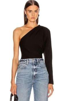 / FWRD Alloy Rib One Shoulder Top in Black Size M Retail $145