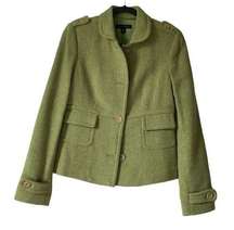 Banana Republic Spring Green Fitted Button Front Tweed Pea Coat Jacket sz Small