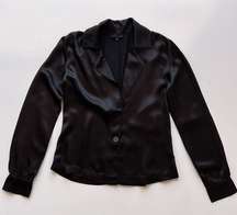 The Range Blouse in Black Satin