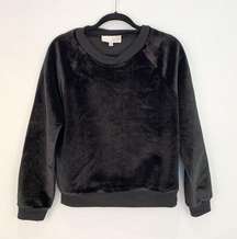 J.O.A Sz M  Women velvet sweatshirt blk Lons Sleev