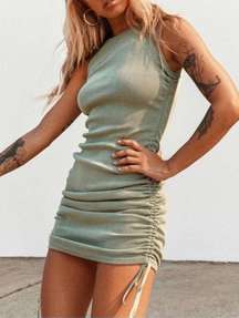 Lioness Women's Size Small Sage Green Military Minds Ruched Mini Dress