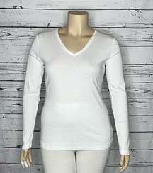 G.H. Bass & Co. NWT Size XL White Long Sleeve V-Neck Core Knit Top Shirt