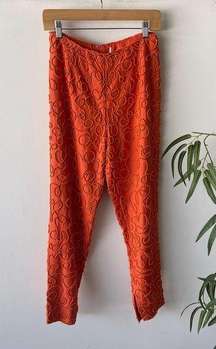 Vintage Oleg Cassini Silk Glass Beaded Orange Formal Pants