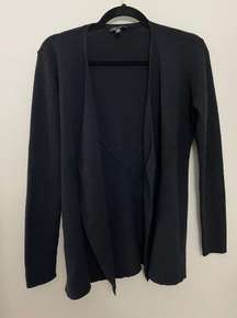 Eileen Fischer 100%‎ Wool Black Drape Cardigan Size Small