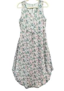 Lauren Conrad Blythe Maxi Dress Womens 10 Cream Floral Shirt Tail Hem Cottage