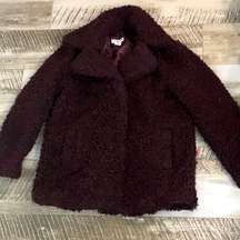 Burgundy Fuzzy Coat