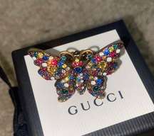 Gucci multicolor butterfly motif ring size M