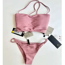 NWT Vix Paula Hermanny Dune Suri Bikini Top & Bottom Set Pink Women's L / D Cup